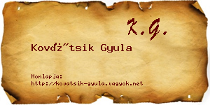 Kovátsik Gyula névjegykártya