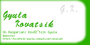 gyula kovatsik business card